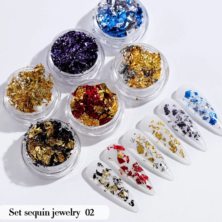 6PCS/Set Nail Beauty Chrome Glitter Kit, Nail Sequin Nail Art Mirror Powder Decoration