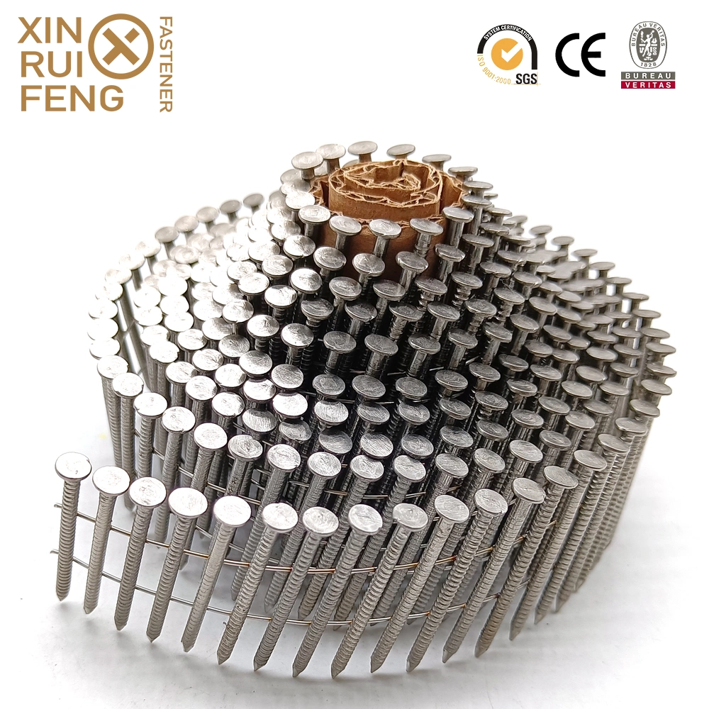 Xinruifeng Fasteners Factory Screw Ring Shank 15 Degree 1-1/4 X. 120&quot; Eg. HDG. Mg. Collation Wire Weld Roofing Coil Nails