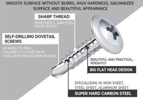 Phillips Wafer Truss Head Self Drilling Screw Truss Washer Head Roofing Screws