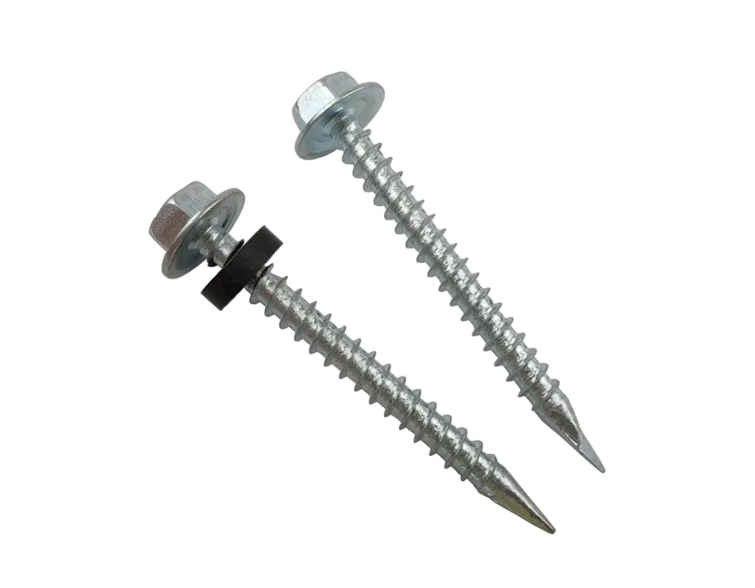 Tornillo White Zinc Plated Hexagonal Head Self Drilling Spoon Point Screw with EPDM