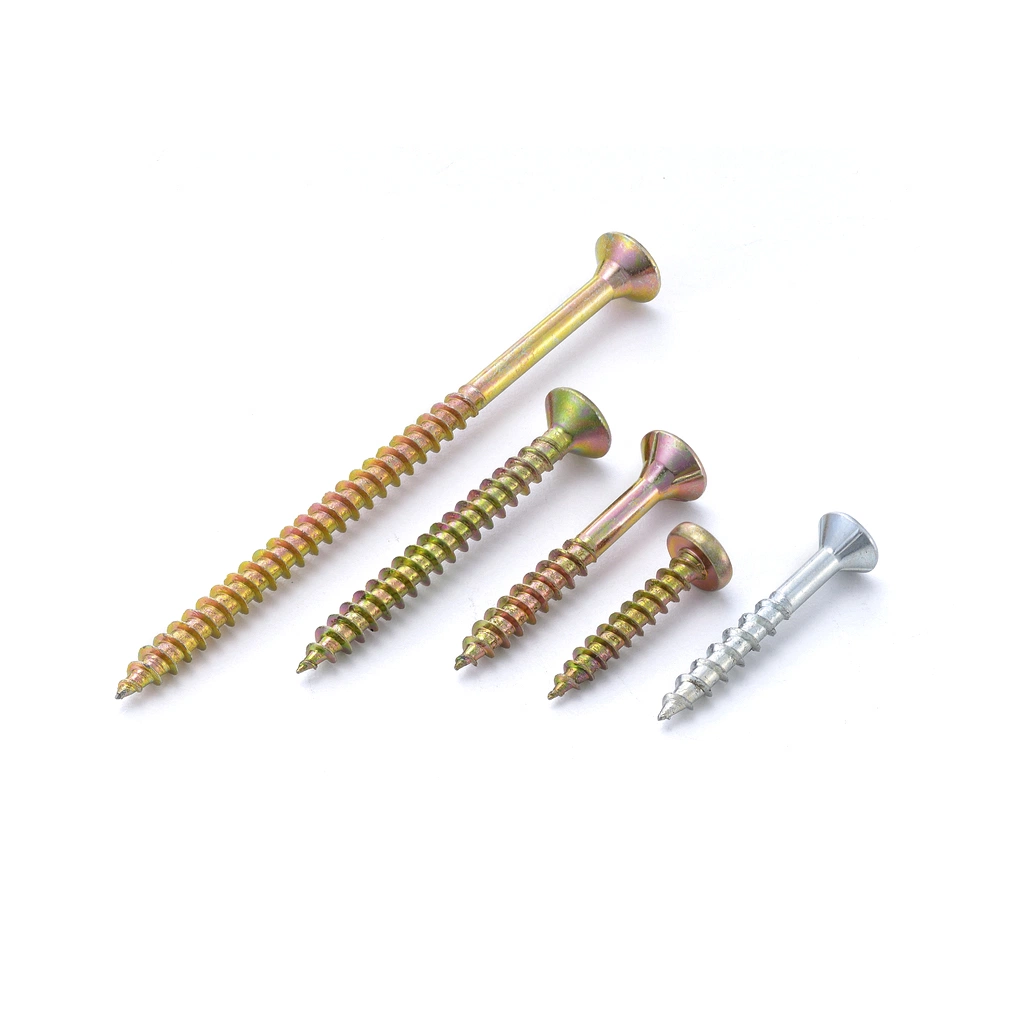 DIN7505 Yellow Zinc Plated Carbon Steel C1022A Pozi Drive Flat Countersunk Csk Head Wood Self Tapping Chipboard Screws