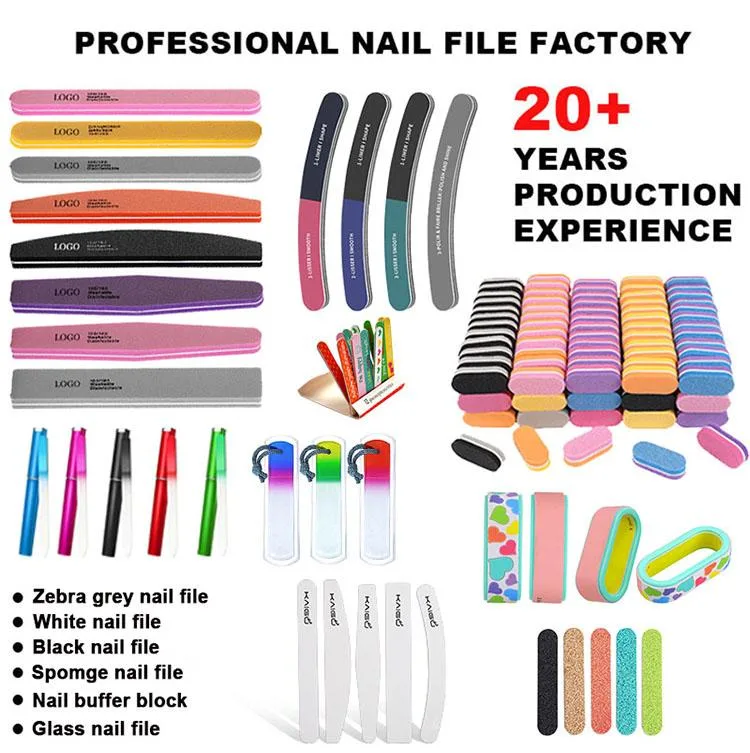 Personalized Custom Double Side Nails Art Tools Buffer 80/100/120/150/180/240/320 Grit Emery Board Sandpaper Zebra Nail File