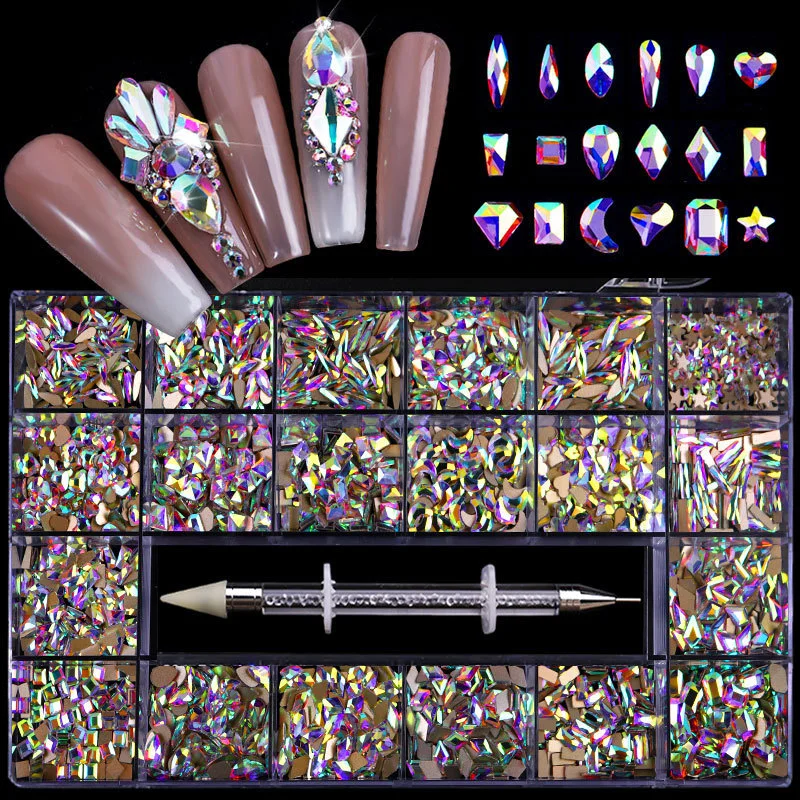 High Quality Nail Art Decoration Crystal Glitters Stone Shaped Rhinestone Nail