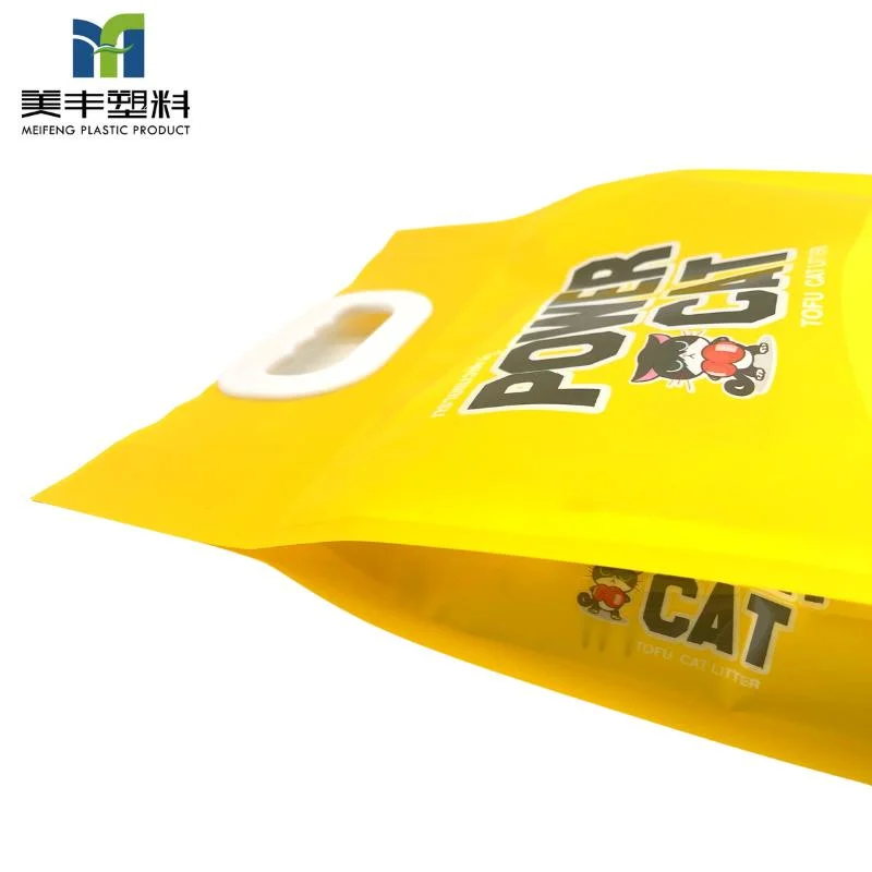 Wholesale Manufacturer Pet Products 7L Cat Litter Plastic Packaging Side Gusset Square Bottom Stand up Pouch Cat Litter Bag Packing Pouch Package with Handle