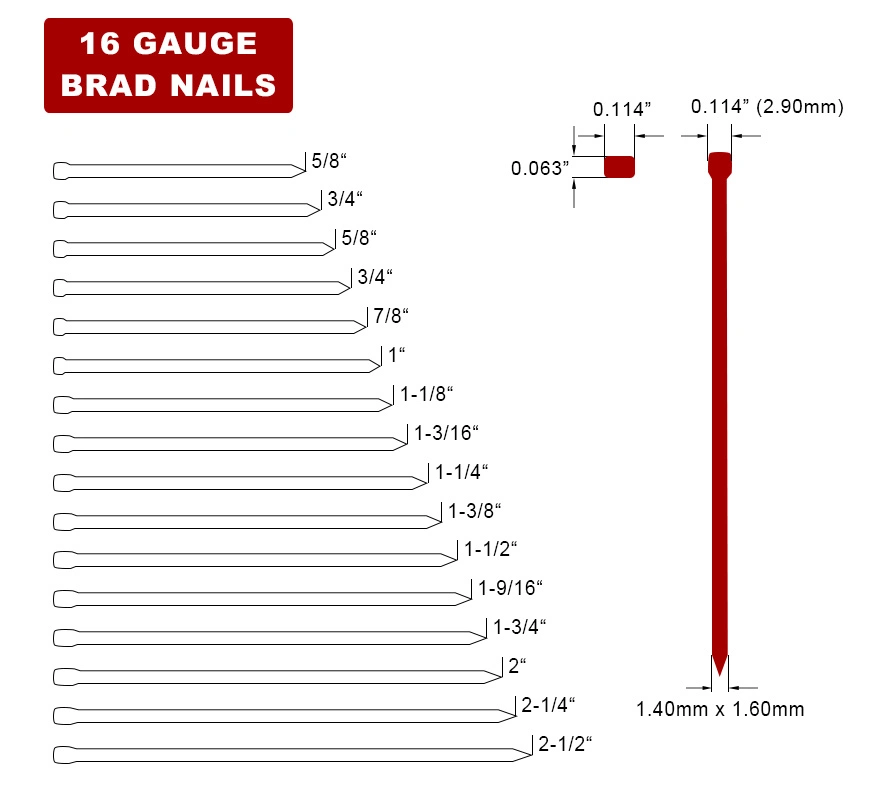 16 Gauge 20 Degree Angled Finish Nail Galvanized T Brad Nails Smooth Shank