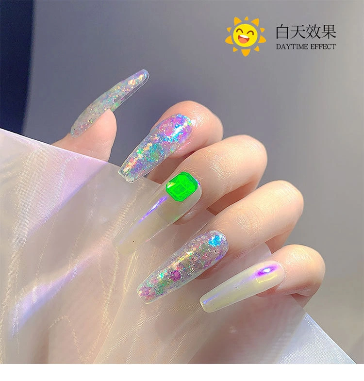 in 2022, The Internet Celebrity Explosion Style Luminous Sequins Nail Jewelry Korean Big Sequins Color Korean Style Flashing Nail Decoration