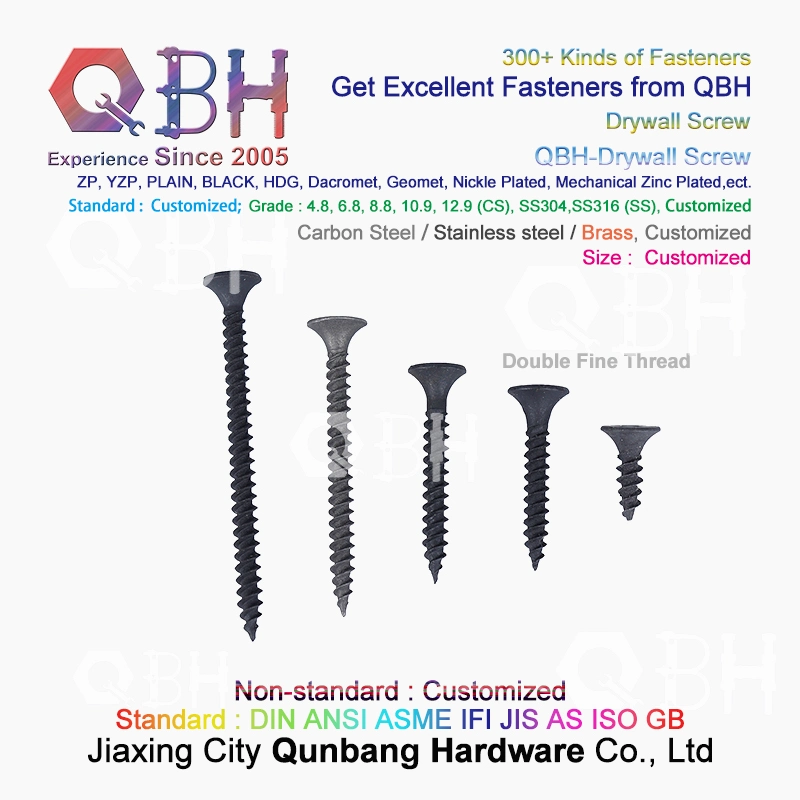 Qbh 3.5*25 Black Phosphating Self Drilling Tapping Bugle Head Double Fine Thread / Single Coarse Thread Drywall Dry Wall Screws