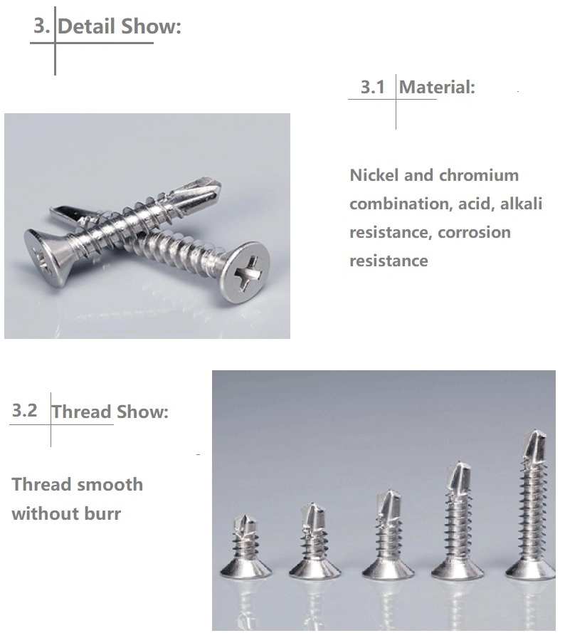 Furniture Hardware Blue White Zinc Plated Countersunk Cross Head Self Drilling Tapping Screw