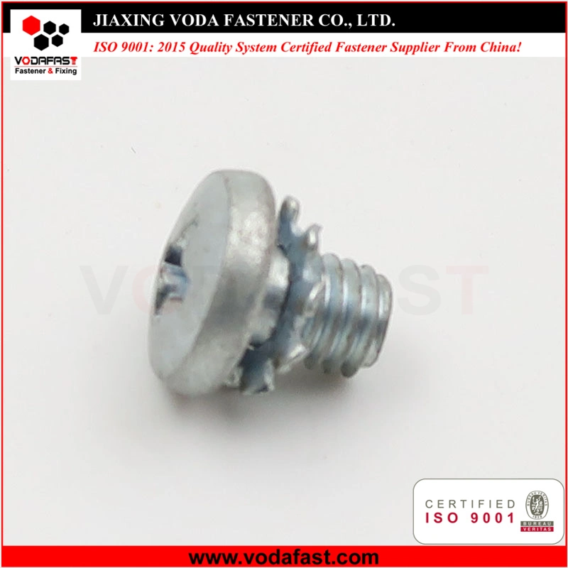 Vodafast Pan Head Machine Screw with Serrated Lock Washer External Teeth Assembled