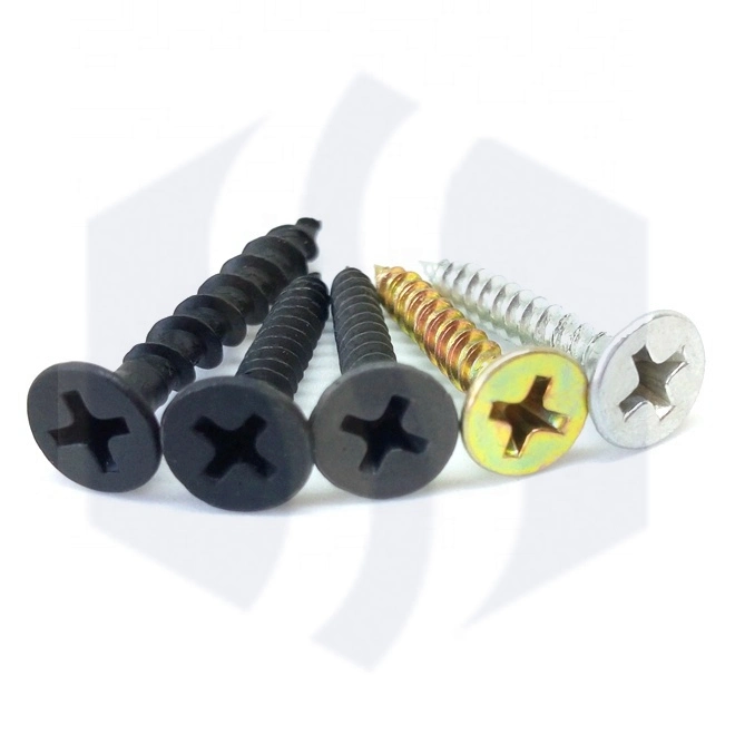 Factory Supplier Flat Bugle Head Drywall Screws Fine Coarse Thread Self Drilling Wood Screw Black Phosphate DIN 18182