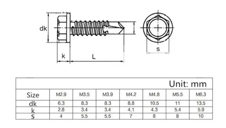 DIN7504-K Hex Head Galvanized Carbon Self Drilling Screws Good Quality