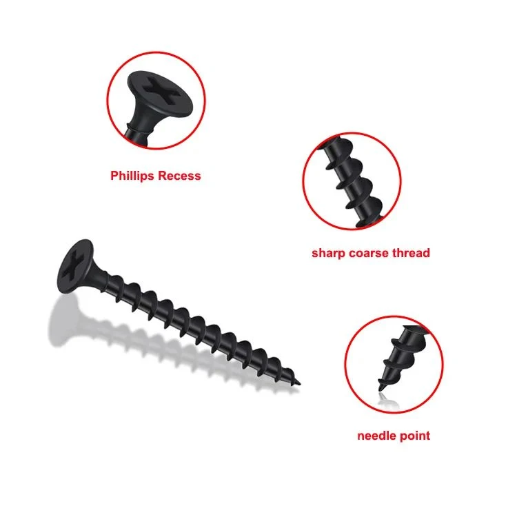 Black Phosphated Metal Parafuso Drywall Self Tapping Drywall Screws Suppliers for Plastic