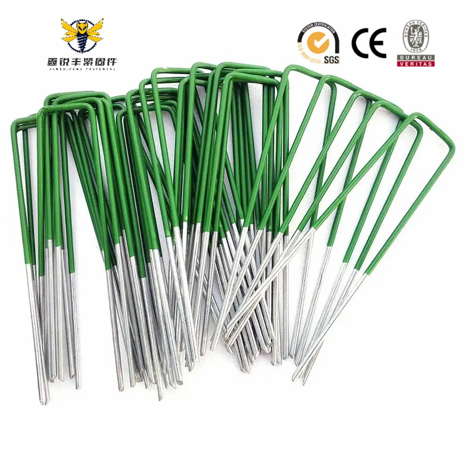 Latest Best Selling Products Half Green All Green Artificial Grass Lawn Nails U-Shaped Lawn Nails Galvanized Nails