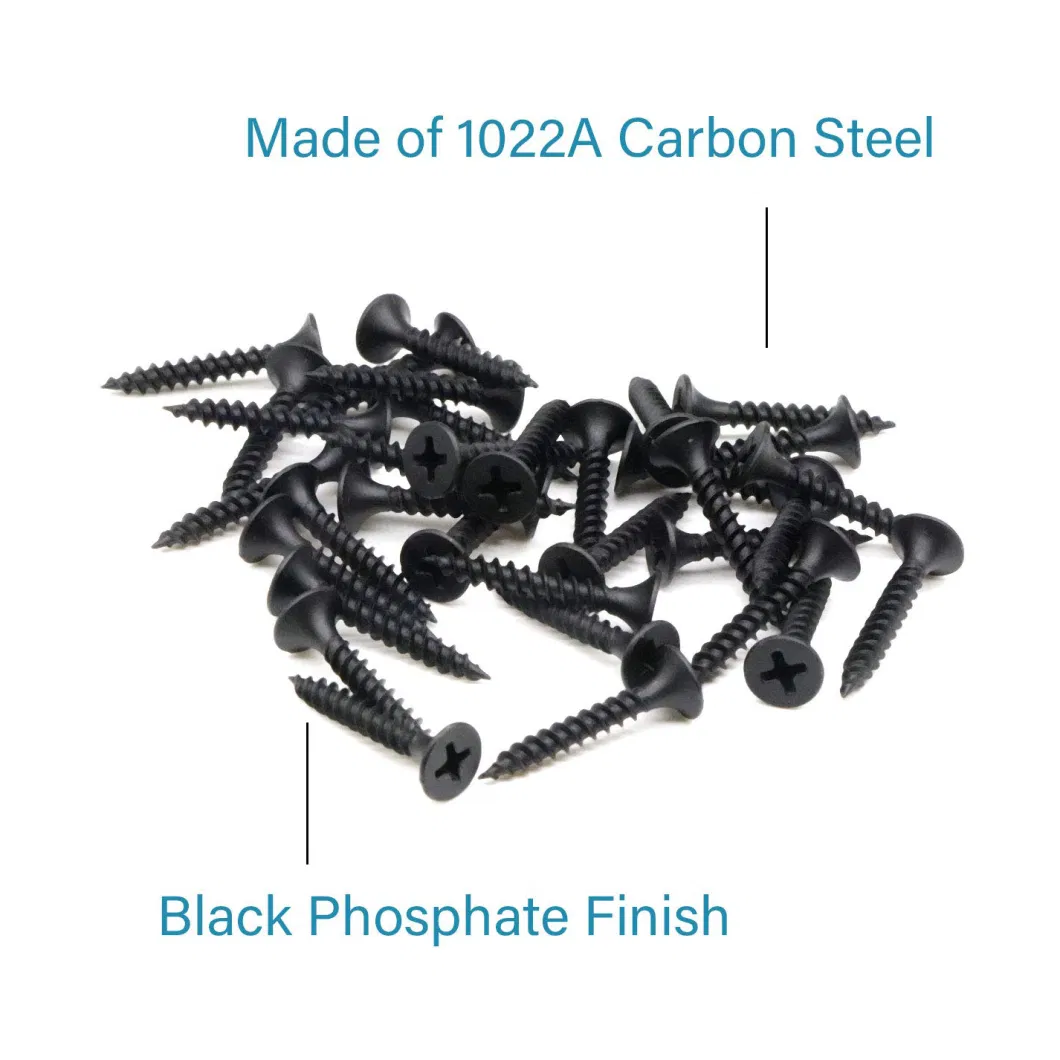 Gypsum Board Screws Carbon Steel C1022A Black/Gray Phosphate Bugle Head Phillips #6 #8 #10 Drywall Screw