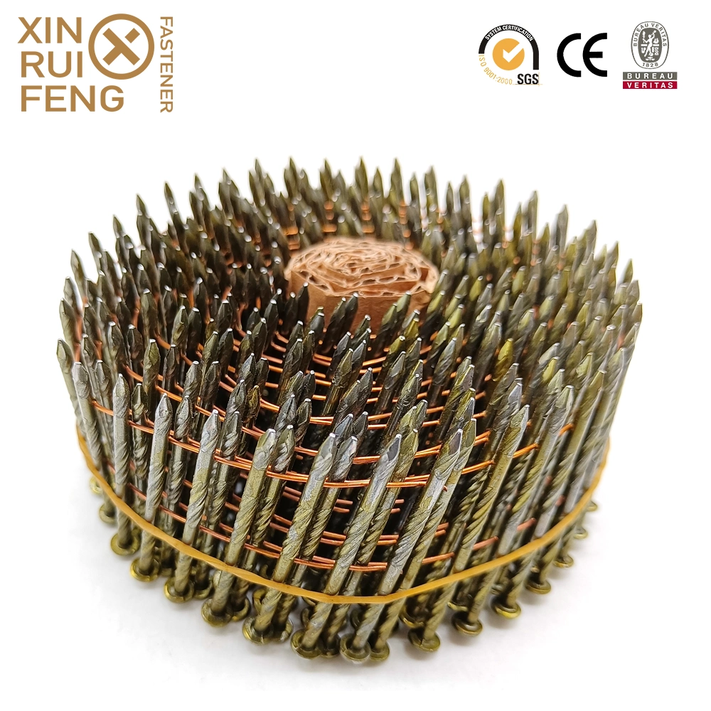 Xinruifeng Fasteners Factory Screw Ring Shank 15 Degree 1-1/4 X. 120&quot; Eg. HDG. Mg. Collation Wire Weld Roofing Coil Nails