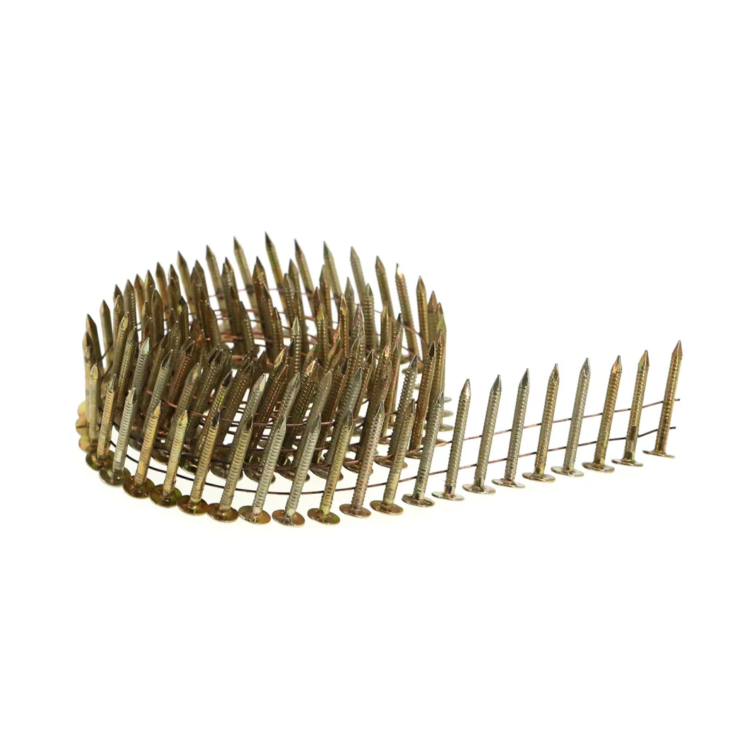 Free Samples Full Round Big Head 3/4&quot; to 1-3/4&quot; Electro-Galvanized Smooth Shank 15 Degree Collated Wire Weld Coil Roofing Nails