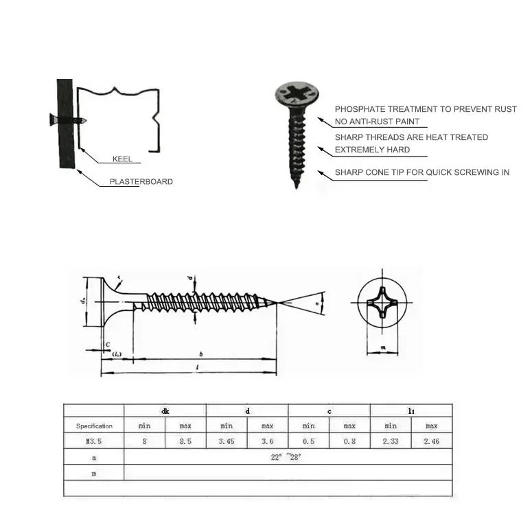 #6 X 1&quot; Quik Drive Dwc Drywall Screw, Gray Phosphate, Pkg 2500