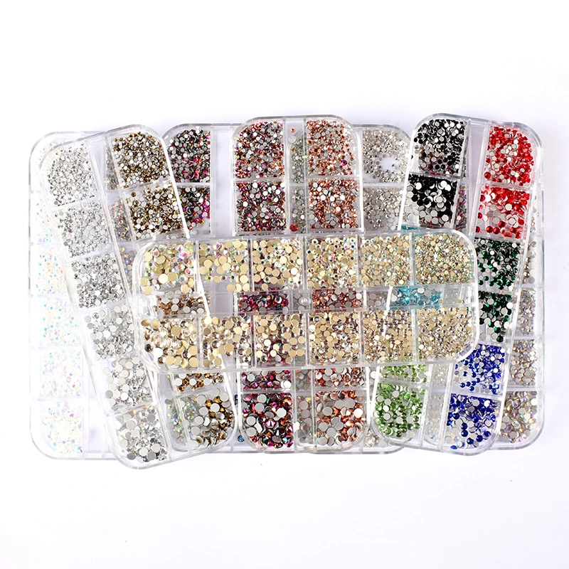 Cross Border Nail Diamond Accessories Set Flat Diamond Ab Water Diamond 1440 Shiny Long Bar Nail Diamond Box