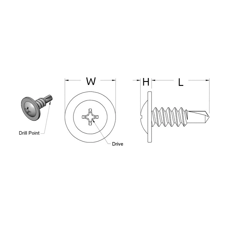 Hardened Modified Wafer Truss Pan Head Phillips Self-Drilling Screws