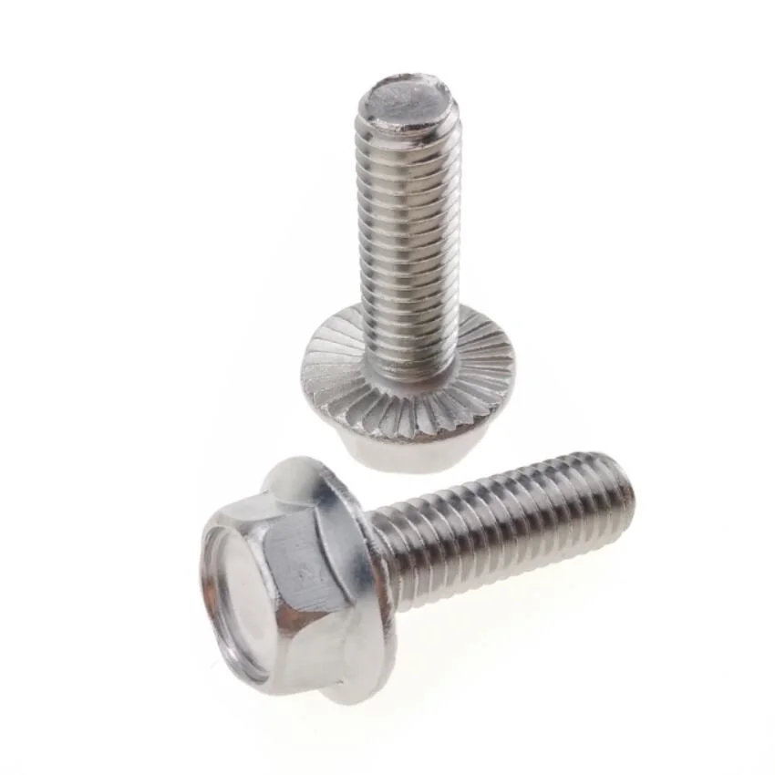 Zinc Plated Hex Flange Bolt Grade8.8 10.9 12.9 Full Thread Alloy Steel Hex Flange Head Screw with or Without Serration