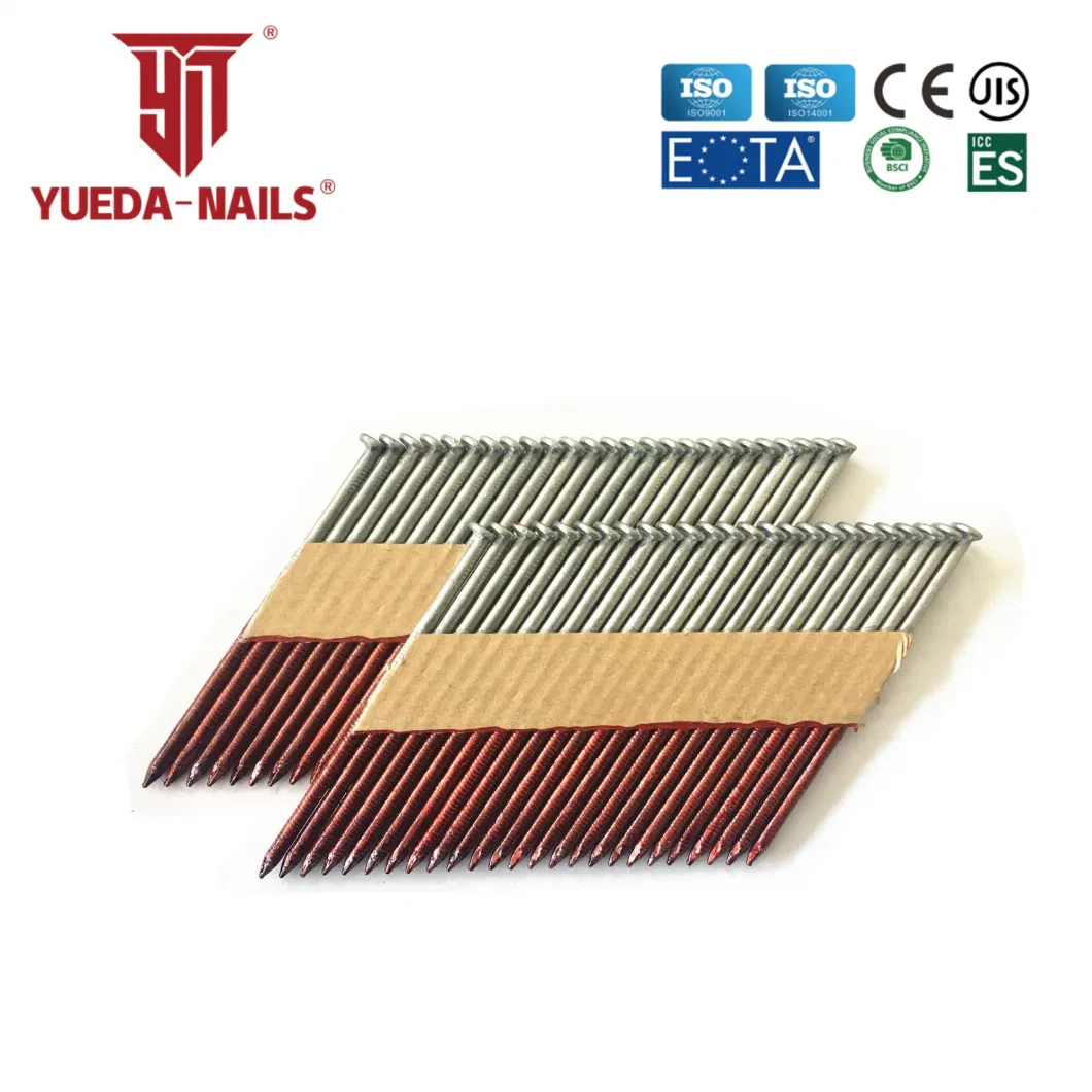 Shanghai Yueda 28/34 Paper Tape Strip/Framing/Plastic Strip/Coil/Loose/Bulk/Da Nails for Nailer