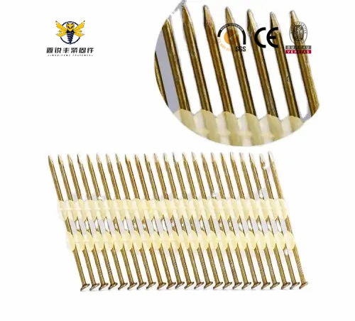 21 Degree Galvanized Round Head Smooth/Ring Shank Sheet Paper Collated Framing Nails Polished Wood Pallet Plastic Strip Nails