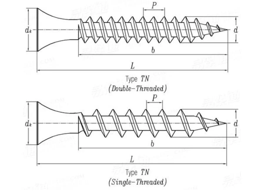 DIN18182 Trumpet Head Double or Single Threaded Drywall Screws