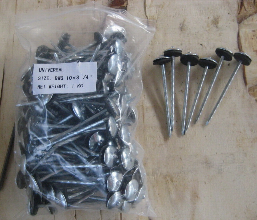 Umbrella Head or Color Head Smooth Shank Galvanized Roofing Nail with Washer or Without Washer (Bwg9 or Bwg10 2.5&quot;-3&quot;)