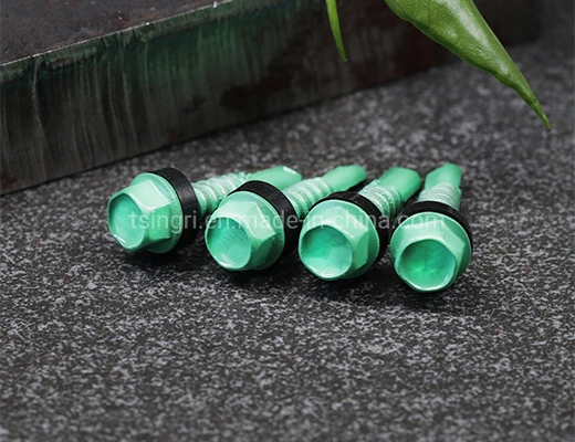 TGR/Tsingri 5.5*25 Green Painted Hex Washer Head Self Drilling Roofing Screws For Constructure Fixing