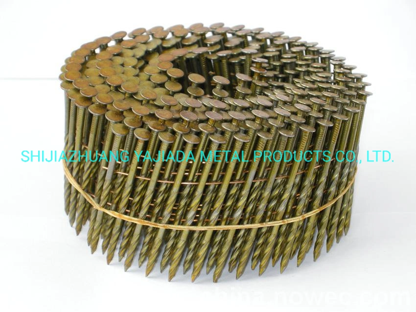 15 Degree 2&quot;X. 099 Yellow Painted Screw Coil Nails