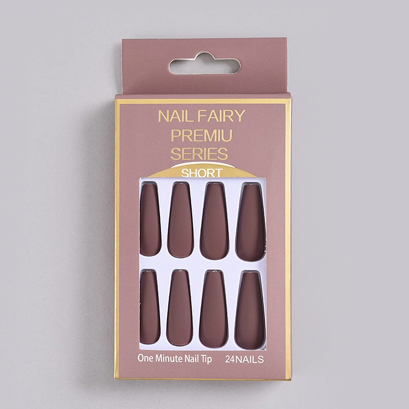 Long Solid Color Manicure Matte Frosted T-Shaped Nail Patch Wear Armor