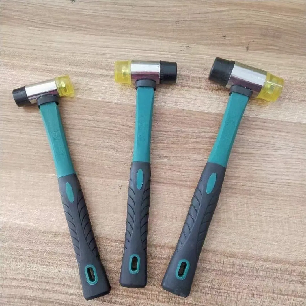 Durable Low Recoil Rubber Mallet Heads with Grip Fiberglass and Rubber Handles