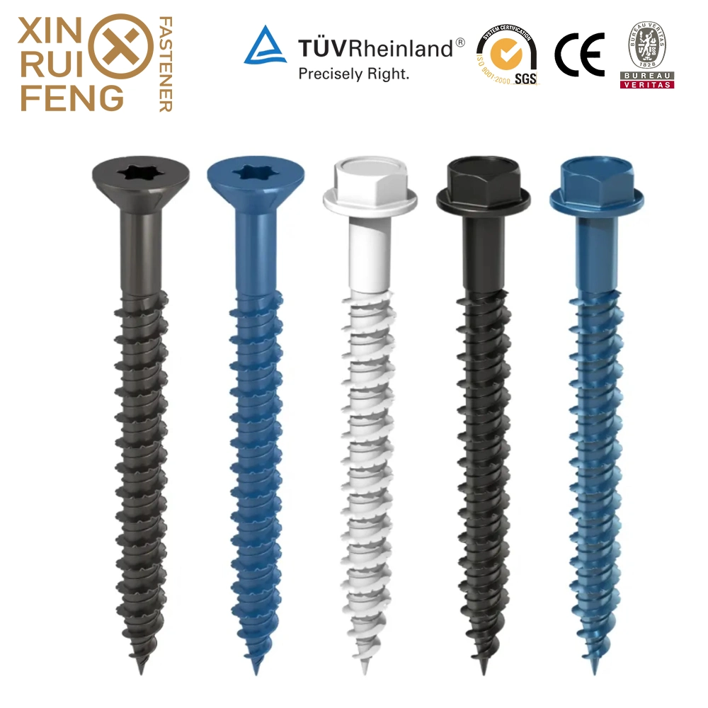 Xinruifeng Fastener Class 4 Blue Epoxy Coated 3/16&quot; 1/4&quot; Torx Flat Csk Head Hi Lo Concrete Screws SDS Sts