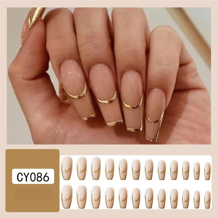 Gold Leaf Striped Print Ballet Wear Nail Art