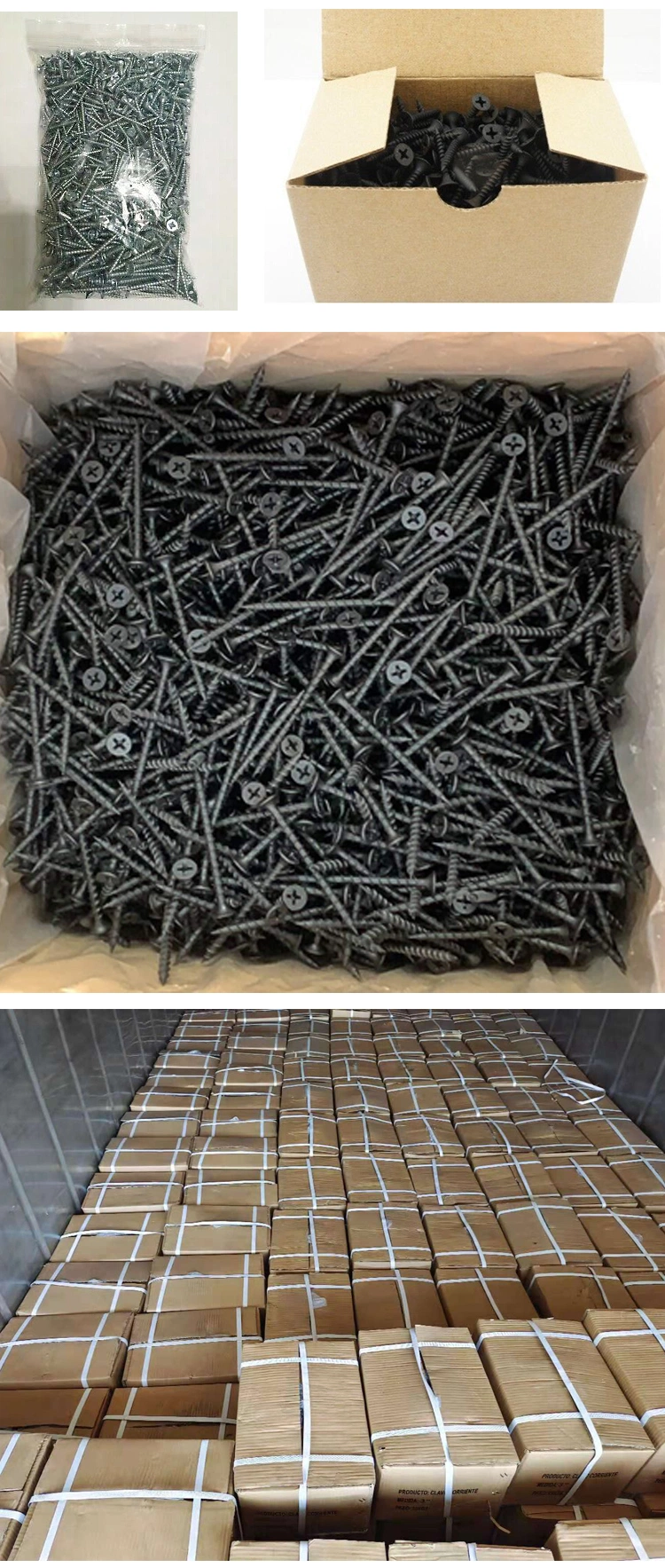 Plasterboard Black Wood Drywall Screw Manufacturer Fine / Coarse Thread Drywall Screws with Bugle Head