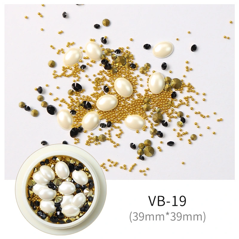 Cross Border Wholesale Nail Diamond Jewelry Opposite Sex Flash Diamond Paste Water Diamond Tip Bottom Explosion Nail Mixture Jewelry Diamond Small Round Box