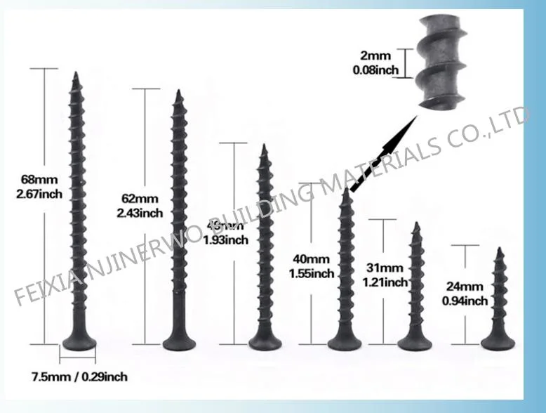 Gypsum Plasterboard Black Phosphate Bugle Head Sheetrock Drywall Screw for Gypsum Board