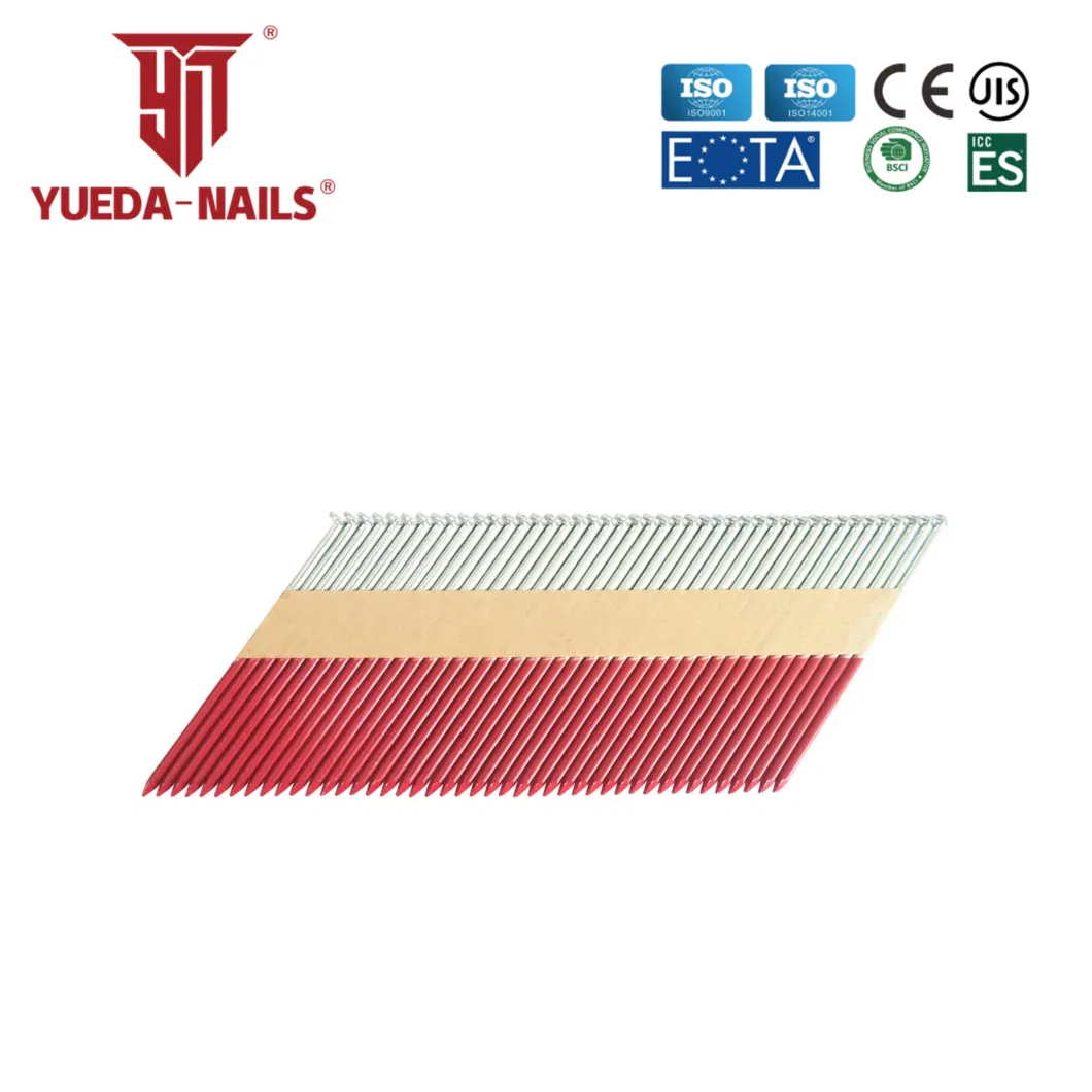 Shanghai Yueda 28/34 Paper Tape Strip/Framing/Plastic Strip/Coil/Loose/Bulk/Da Nails for Nailer