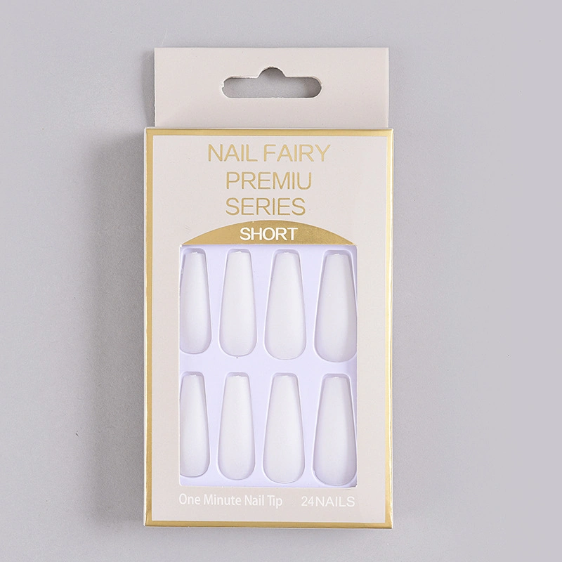 Long Solid Color Manicure Matte Frosted T-Shaped Nail Patch Wear Armor