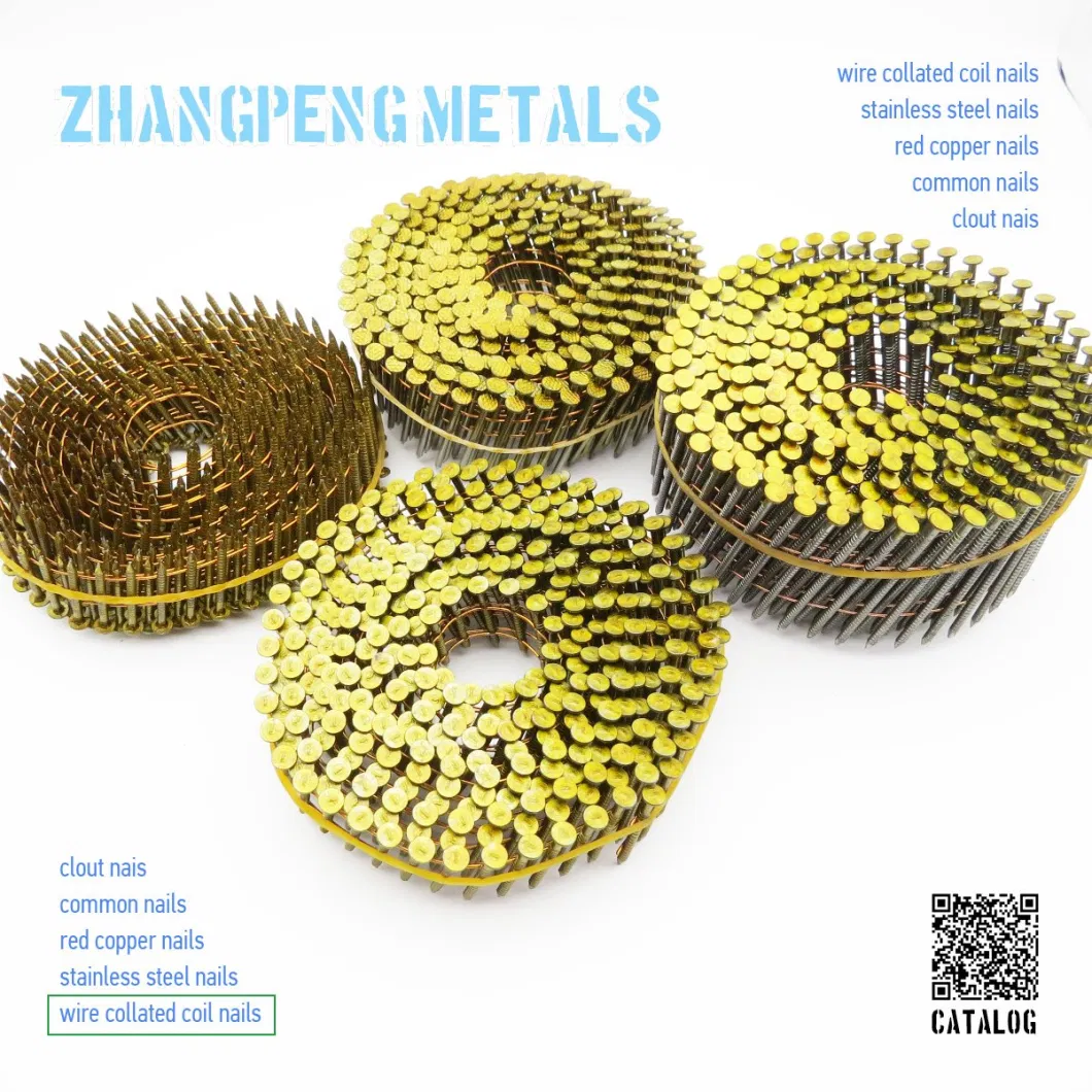 Spiral Shank Ring Shank Galvanized Coil Nails 1-1/2inch X 0.092inch Collated Wire Coil Siding Nails, 15-Degree