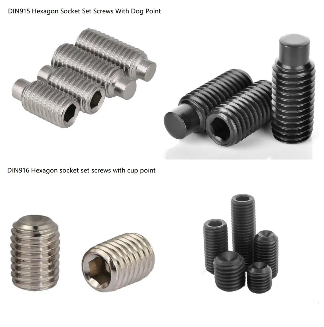 Stainless Steel DIN 913 ISO 4026 Hexagon Socket Set Screws with Flat Point Grub Screws Set Screw