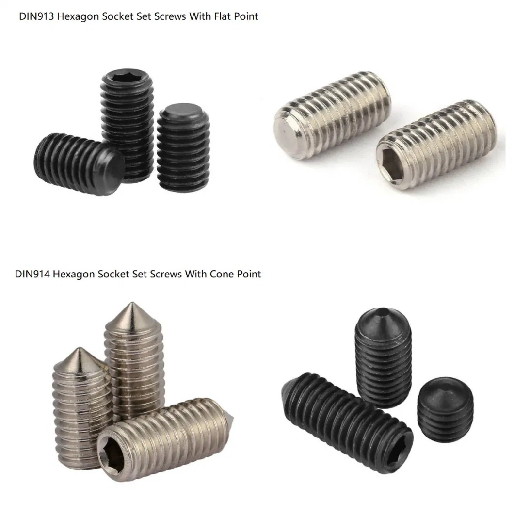 Stainless Steel DIN 913 ISO 4026 Hexagon Socket Set Screws with Flat Point Grub Screws Set Screw