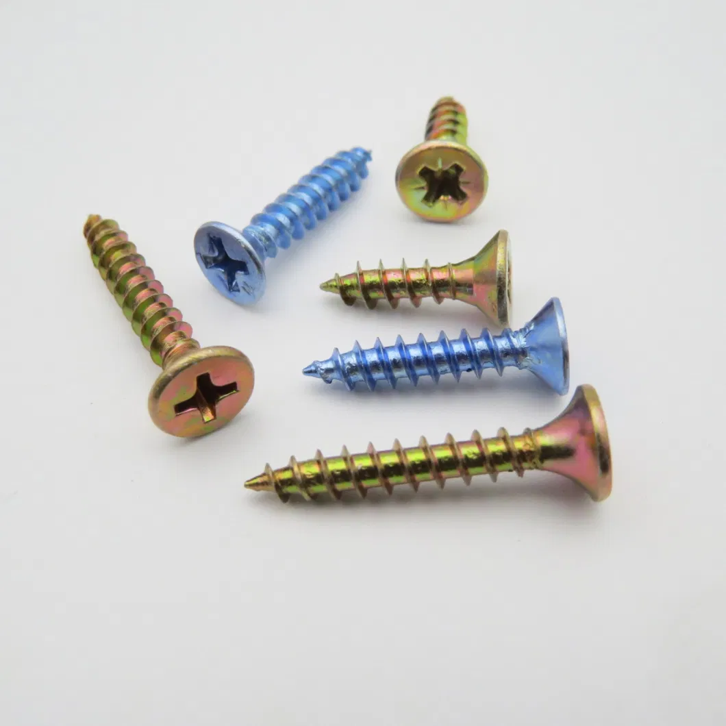 Wholesale Yellow Zinc Plated Carbon Steel Pozi Head Countersunk Chipboard Screw Nail