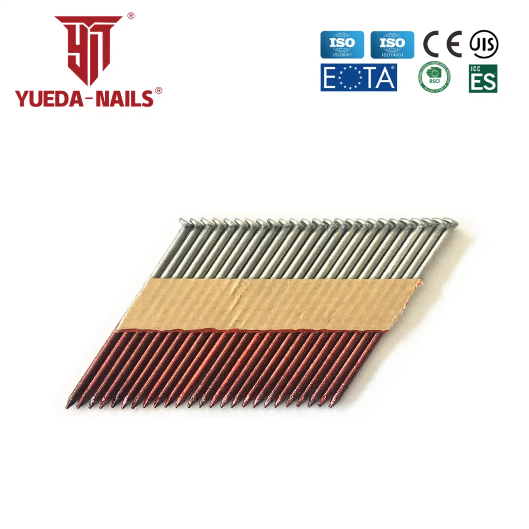 Shanghai Yueda 28/34 Paper Tape Strip/Framing/Plastic Strip/Coil/Loose/Bulk/Da Nails for Nailer