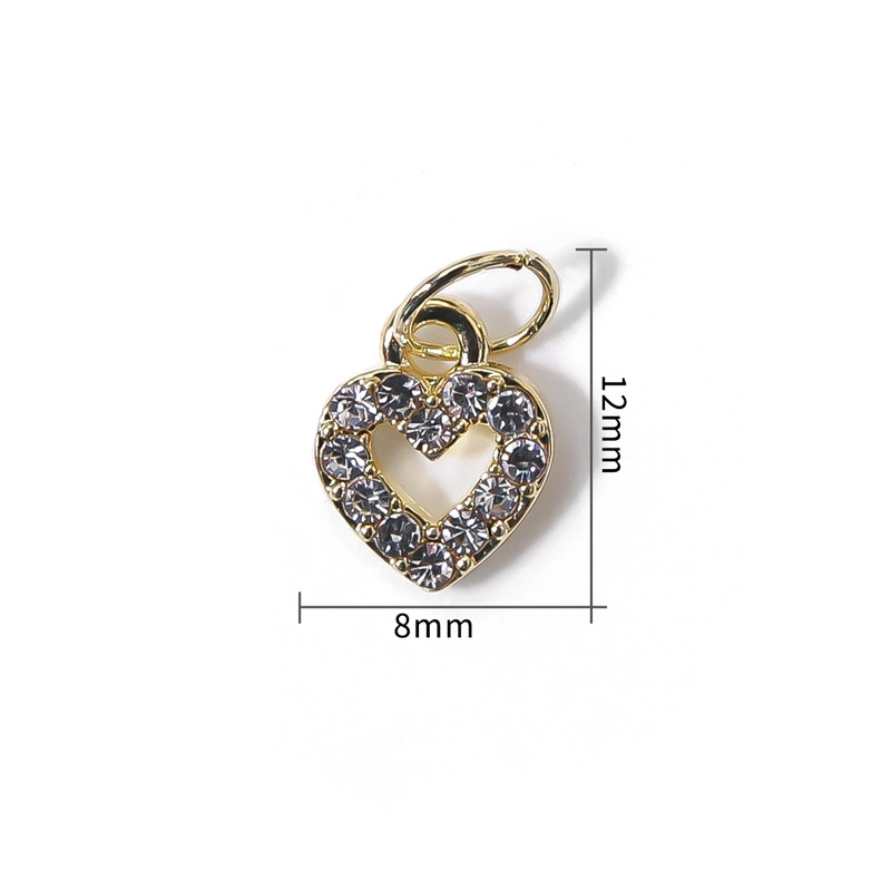 Nail Decoration New Online Red Nails Love Nails Metal Hollow Pendant Heart-Shaped Alloy Flash Diamond Three-Dimensional Nail Fingertip Decoration