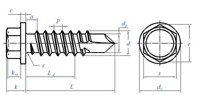 Drilling Hex Head Self Tapping Self-Drilling Roofing Screw with Bondded Washer