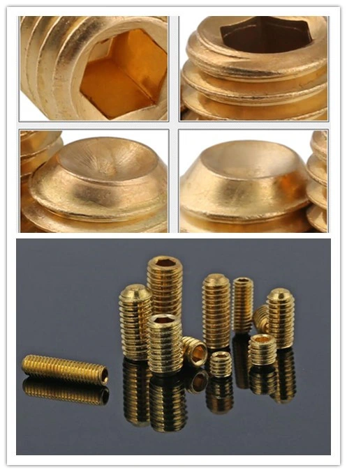 Copper DIN916 Hex Socket Head Cup Point Screw Brass Flat Point Grub Screws Set Screw