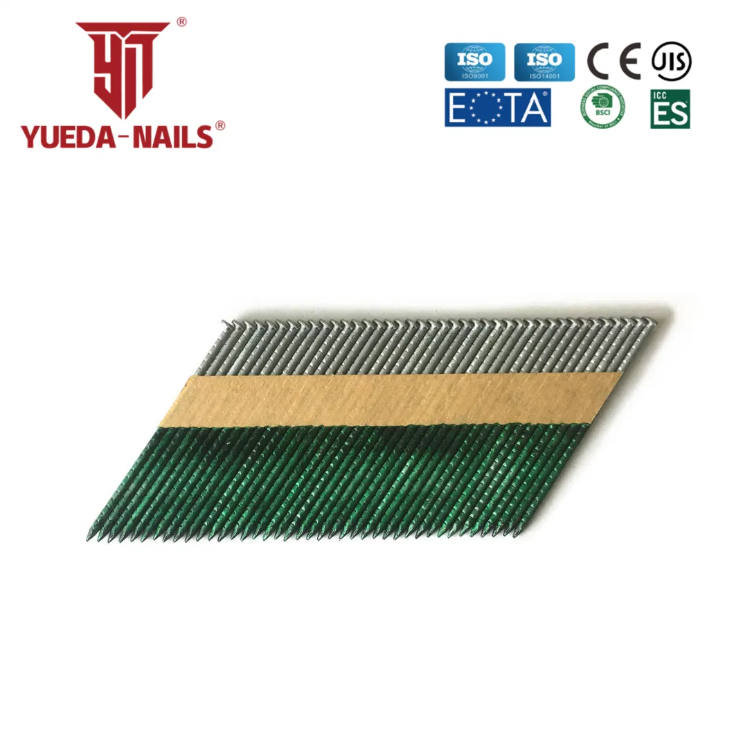 Shanghai Yueda 28/34 Paper Tape Strip/Framing/Plastic Strip/Coil/Loose/Bulk/Da Nails for Nailer