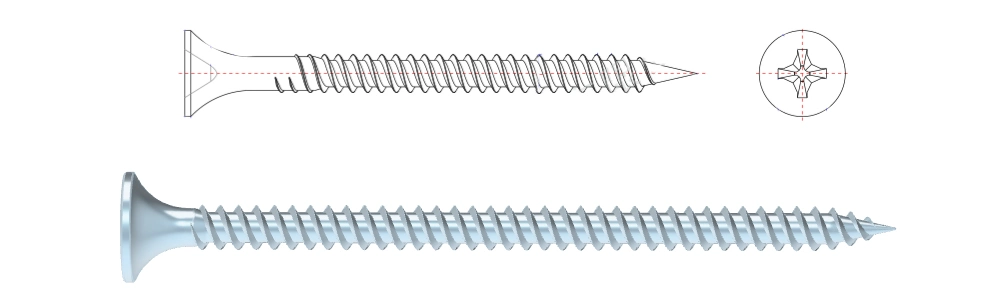 M3.5 M4.2 M4.8 Bright Clear Zinc Plated Fine Thread pH#2 Head Drywall Screws/Self Tapping Screw for Dry Wall Plasterboard