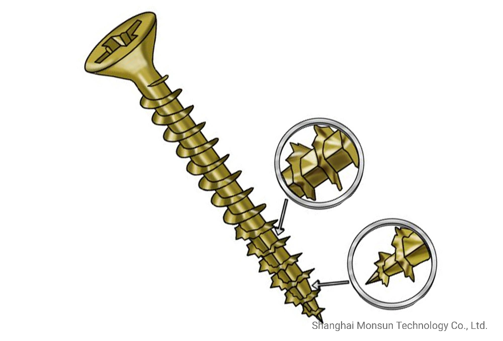 Yellow Blue Clear Zinc Plated Steel Pozidriv/Square Drive Countersunk Head with Ribs Saw Tooth Thread Tip Timbermate Screws/Chipboard Screw